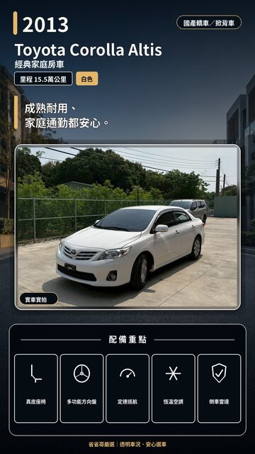 2013 Toyota Corolla Altis 實車封面