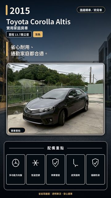 2015 Toyota Corolla Altis 實車封面