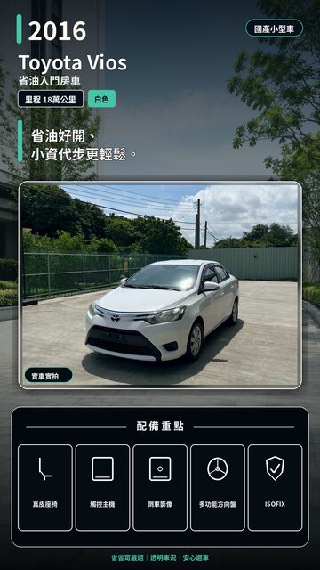2016 Toyota Vios 實車封面