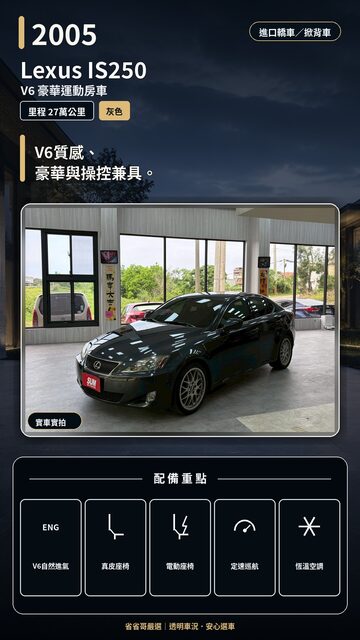 2005 Lexus IS250 實車封面